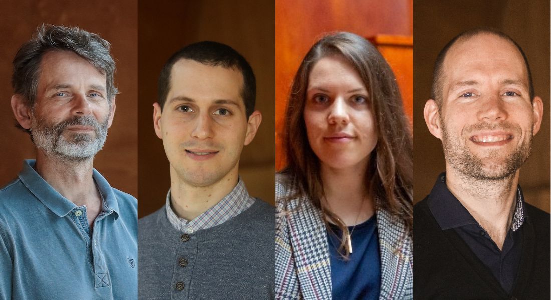 From left: Professor Anders Krogh, Tenure-Track Assistant Professor Daniel Herscovich, Professor Isabelle Augenstein and Professor Wouter Boomsma.