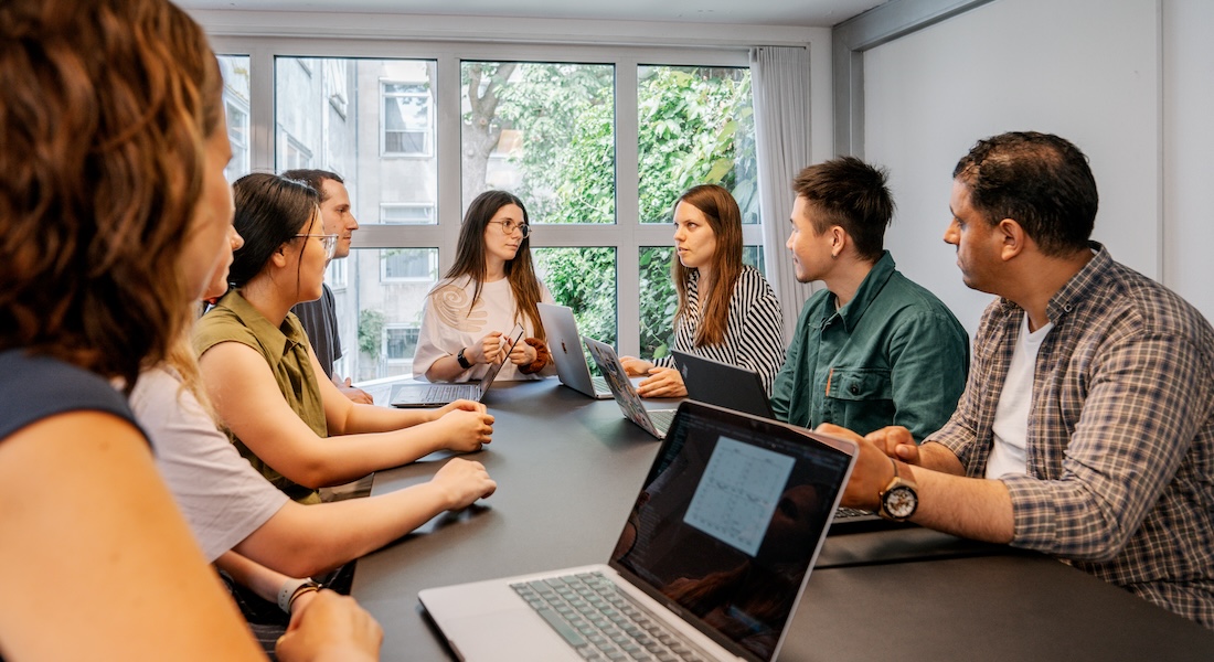 Group of different researchers having a meeting