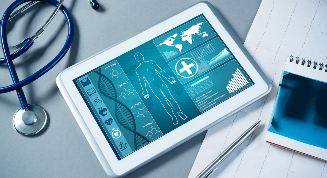 Photo of tablet with medical software